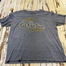 Load image into Gallery viewer, Black Riffle Coffee Co.  Coffee, or Die T-Shirt Grey
