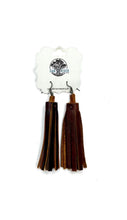 Load image into Gallery viewer, Jericho Whiskey Leather Tassel Earrings-Pom-Pom
